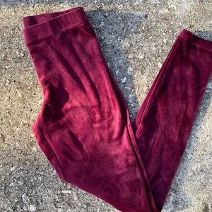 Velvet maroon leggings